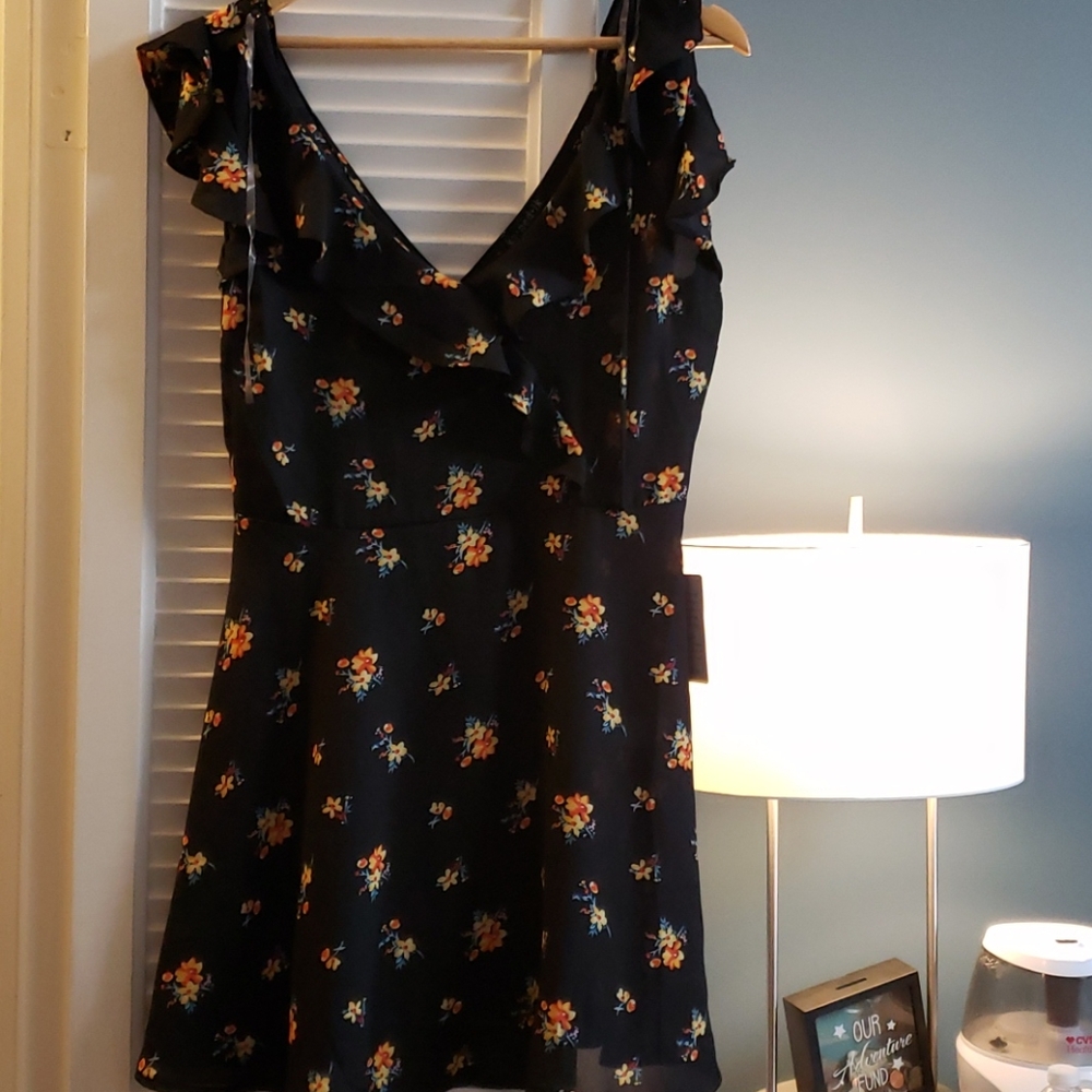 Blavk summer dress with flowers